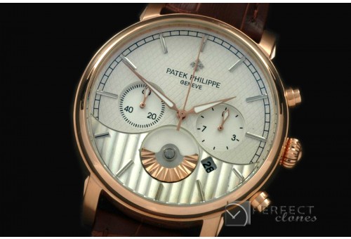 PPCC01006 Classic Chrono RG/LE White Jap Qtz Chrono