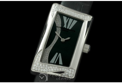 VC1972-102D 1972 Ladies SS/Diam/LE Black Swiss Qtz
