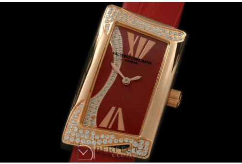VC1972-115D 1972 Ladies RG/Diam/LE Red Swiss Qtz