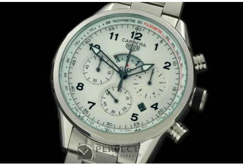 TG-GMT-101S Carrera 50yrs GMT Chrono SS/SS White Jap OS2Quartz