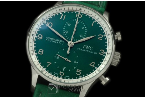 IWPG10107 Portuguese Chrono SS/LE Green Jap OS20