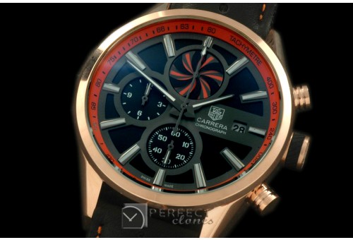 TG-50-009R Carrera 50yrs Anni Chrono RG/LE Black/Org Jap OS2Qu
