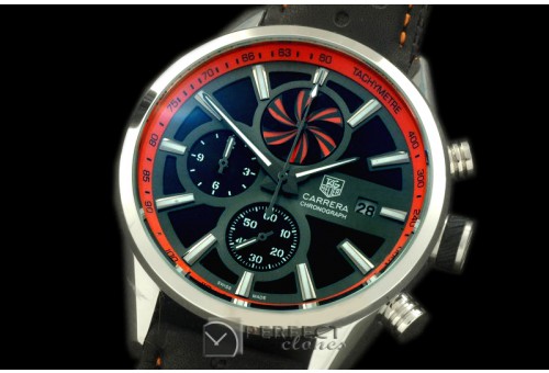 TG-50-004L Carrera 50yrs Anni Chrono SS/LE Black/Org Jap OS2Qu