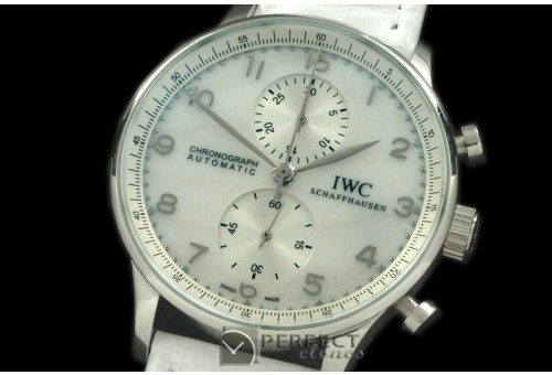 IWPG10101 Portuguese Chrono SS/LE MOP White Jap OS20