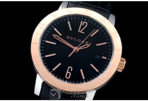 BVL00107L Bulgari Bulgari Auto SS/RG/LE Black Jap Miyota 9015