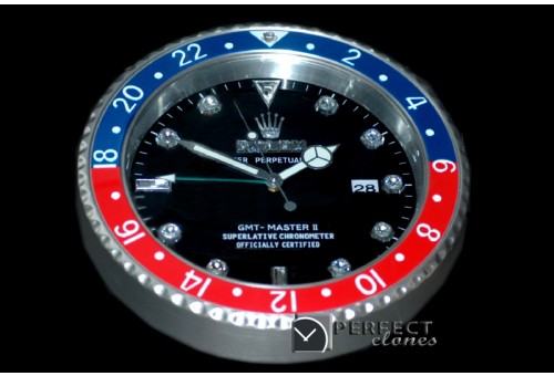 RLDC20102 Dealer Clock GMT Style Black Blue/Red Swiss Quartz