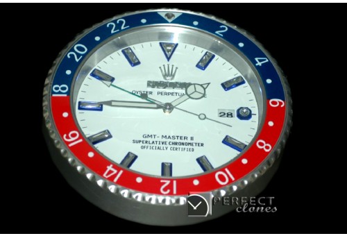 RLDC20101 Dealer Clock GMT Style White Blue/Red Swiss Quartz
