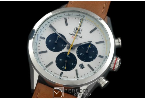 TG-CH80-101 Carrera CH 80Anni Chrono SS/LE White/Ylw Jap OS2Qu