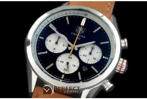 TG-CH80-106 Carrera CH 80Anni Chrono SS/LE Black/Ylw Jap OS2Qu