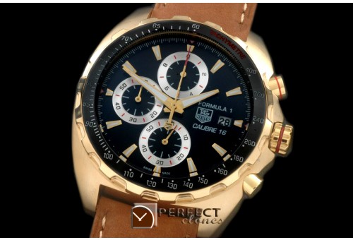 TGF1-00182 Formula 1 Calibre 16 YG/LE Black OS 2Quartz Chron