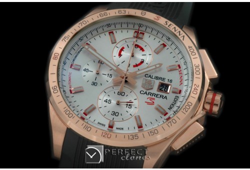 TG-SN-111 Carrera 16 Senna Ed Chrono RG/RU White Jap OS2Qtz