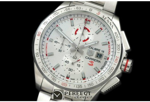 TG-SN-101S Carrera 16 Senna Ed Chrono SS/SS White Jap OS2Qtz