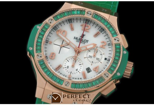 HBSQ10018 Big Bang Pearl RG/Sq Green Ruby White A-7750
