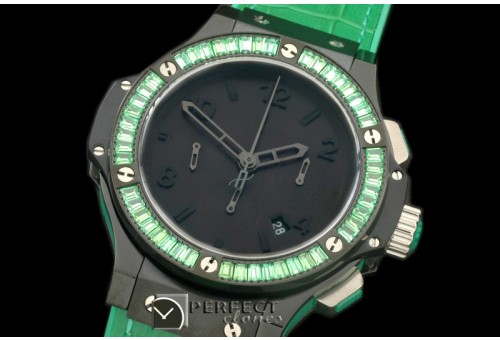 HBSQ10028 Big Bang Pearl /Sq Green Ruby All Black A-7750