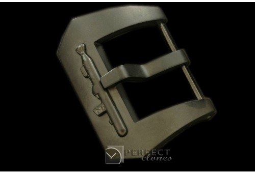 PNA10053 PVD Blk - Brushed Embossed Submarine Buckle 24mm c/w Bo