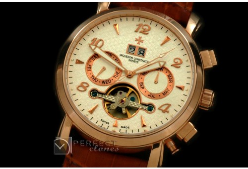 VC00196 Matle Calender Tourbillon RG/LE White Asian 2813