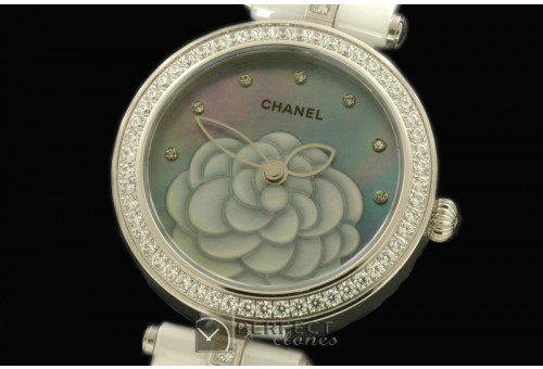 CHMPR-W-103 Mademoiselle Prive Ladies White Cer/Diam MOP Green J