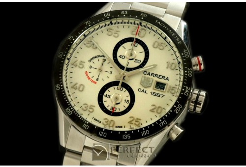 TGCA00251S Carrera Date Chrono SS/SS White Jap Qtz