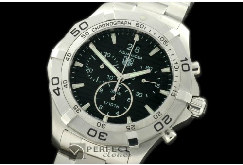 TGAQ00062 AquaRacer 300m SS/SS Black Swiss Qtz 1/1Chrono