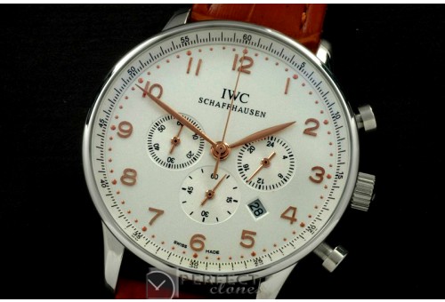 IWPG20013L Portuguese Chrono SS/LE White/Gold Jap OS20