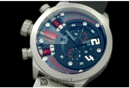 WLD30103 K38 Chronograph SS/RU Grey/Red Jap Qtz