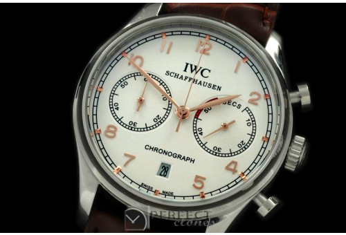 IWPG20023L Portuguese Chrono SS/LE White/R-Gold Jap OS20
