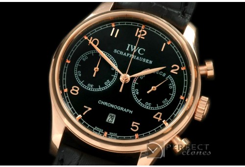 IWPG20028L Portuguese Chrono RG/LE Black/R-Gold Jap OS20