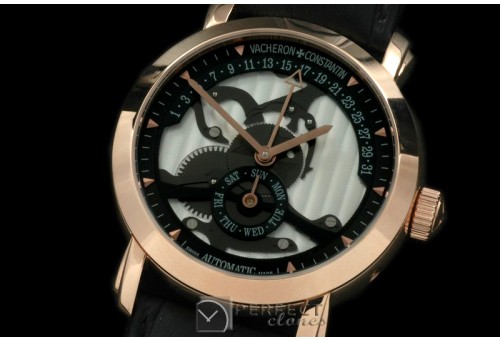 VC00207 Malte Retrogating Day/Date RG/LE Black Asian 2813