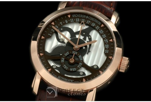 VC00209 Malte Retrogating Day/Date RG/LE Brown Asian 2813