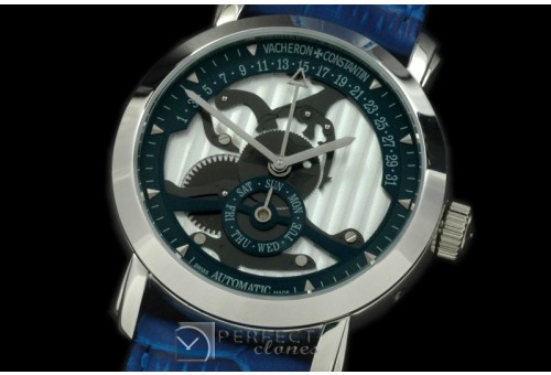 VC00203 Malte Retrogating Day/Date SS/LE Blue Asian 2813