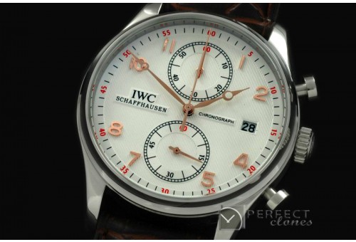 IWPG10133 Portuguese Chrono Date SS/LE White/R-Gold Jap OS20