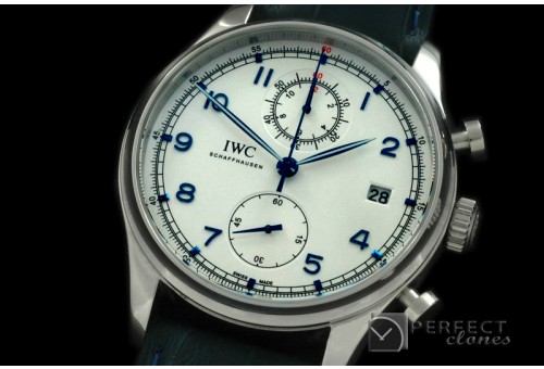 IWPG10142 Portuguese Chrono Date SS/LE White/Blue Jap OS20