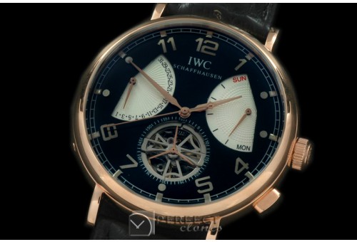 IW00314 Retrogating Date/Reserve Tourbillon RG/LE Blk Asian 2813
