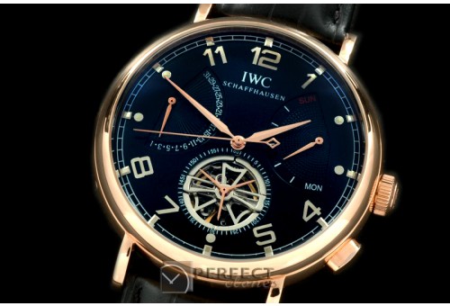 IW00312 Retrogating Date/Reserve Tourbillon RG/LE Blk Asian 2813