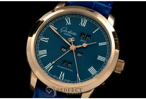 GL01063 Senator Perpertual Calendar RG/LE Blue Asian 2813