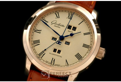 GL01065 Senator Perpertual Calendar RG/LE Gold Asian 2813