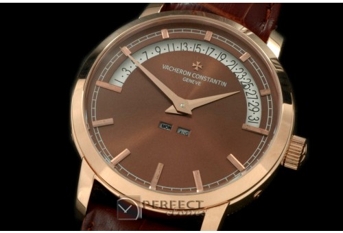 VC02208 Patrimony Perpertual Calendar RG/LE Brown Asian 2813