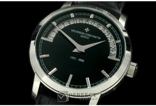 VC02202 Patrimony Perpertual Calendar SS/LE Black Asian 2813