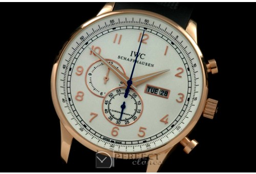 IWPG10157 Portuguese Chrono Day/Date RG/RU White/Gold Jap OS20