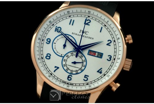 IWPG10156 Portuguese Chrono Day/Date RG/RU White/Blue Jap OS20