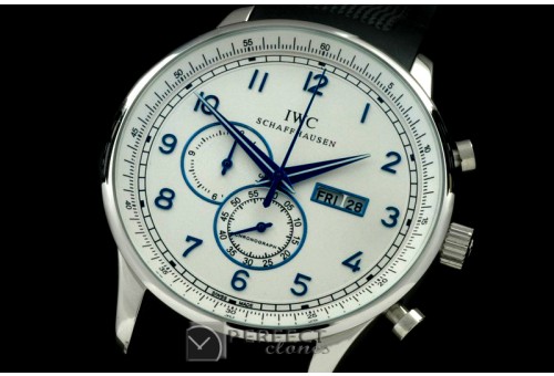 IWPG10152 Portuguese Chrono Day/Date SS/RU White/Blue Jap OS20