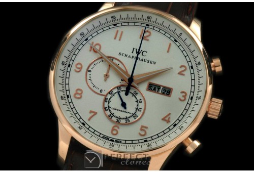 IWPG10157L Portuguese Chrono Day/Date RG/LE White/Gold Jap OS20