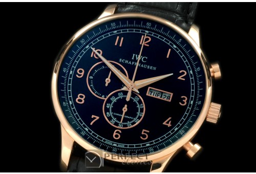 IWPG10158L Portuguese Chrono Day/Date RG/LE Black Jap OS20