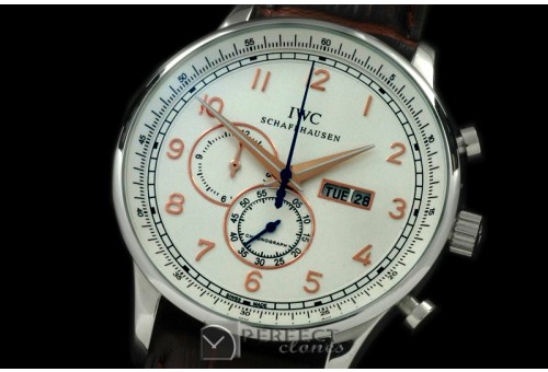 IWPG10153L Portuguese Chrono Day/Date SS/LE White/Gold Jap OS20