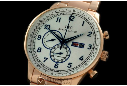 IWPG10156S Portuguese Chrono Day/Date RG/RG White/Blue Jap OS20