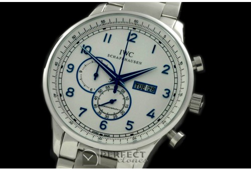 IWPG10152S Portuguese Chrono Day/Date SS/SS White/Blue Jap OS20