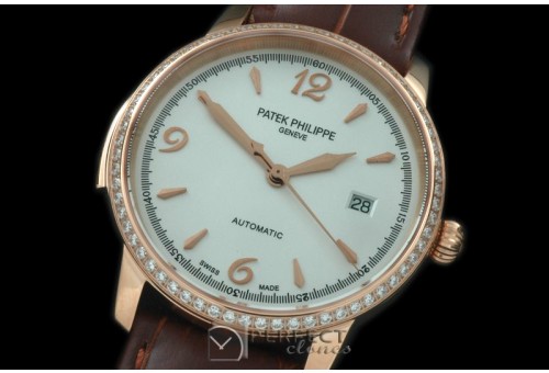 PP00711D Calastrava Automatic RG/LE White Num Asian 2824