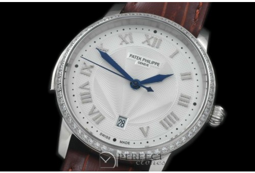 PP00706D Calastrava Automatic SS/LE White Roman Asian 2824
