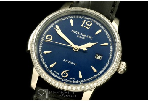 PP00702D Calastrava Automatic SS/LE Black Num Asian 2824