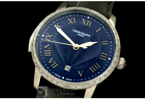 PP00707D2 Calastrava Automatic SS/LE Black Roman Asian 2824